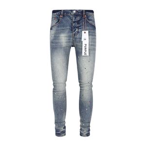 Jeans voor heren Paars merk nieuwe herfst heren gradiënt gewassen splashed inkt graffiti jeans met stretch en slanke pasvorm zijn een must-have