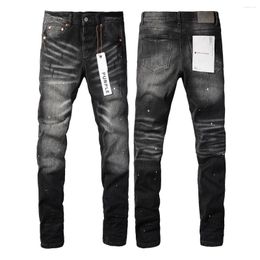 Herenjeans paars merk met High Street Paint Distressed Jeans Mode Heren Trendbroek