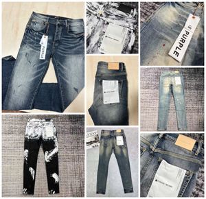 Jeans pour hommes de concepteur pourpre pourpre pantalones pantalones déchirées les larmes de jean régulières dérangées lavées vieilles longues