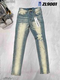 Jeans voor heren Paars Designer Heren Skinny Ripped Bike Slanke rechte broek Vouw Modetrend Merk Retro Hip Hop High Street 27 Xwinxo1q