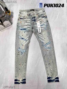 Jeans pour hommes Purple Designer Mens Skinny Ripped Bike Slim Pantalon droit Fold Fashion Trend Brand Retro Hip Hop High Street 0wm4z010