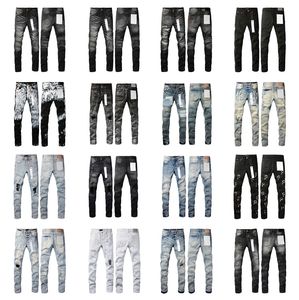 Jeans pour hommes Jeans violets 2024 Designer Mens Jean Ksubi Ripped High Street Brand Patch Hole Denim Straight Fashion Streetwear Silm