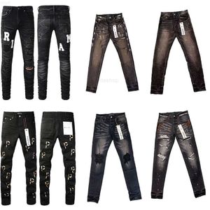 Jeans pour hommes Purple Jeans Amirs Designer Puple Mens Skinny Luxury Denim Pant Distressed Ripped Biker Noir Bleu Jean Slim Fit MotorcycleG975