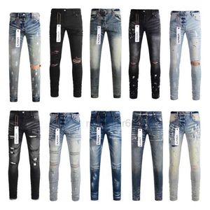 Jeans pour hommes en jean pourpre jeans concepteur jeans pour hommes de la marque violette trou de moto skinny moteur à tendance patchwork déchiré