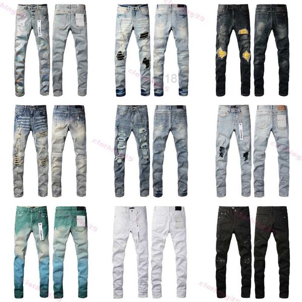 Jeans masculin en jean pourpre concepteur de concepteur pour hommes mens mens rétro patchwork évasé pantalon sauvage empilé long pantalon long y2k saggy lavé fané pour men6ncp