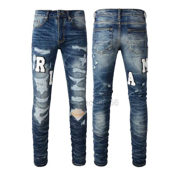 Jeans pour hommes en jean pourpre créatrice pour hommes jeans Hip-hop Fashion Zipper Lettre lavable Jeans rétro Fashion Mens Design Motorcycle Cycling Slim Jeans Taille 28-40.YZ9Q