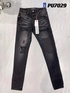 Designer de jeans pourpre en jean pourpre pourpre skinny denim pantalon détente motteuse déchirée en jean bleu noir