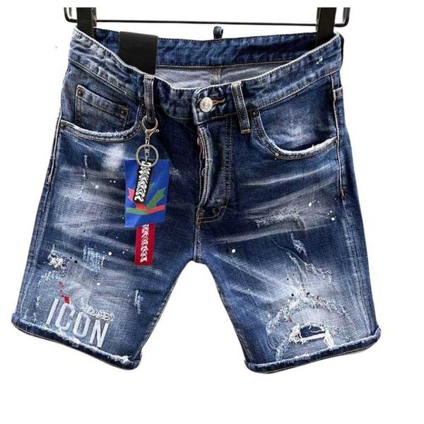 Jeans masculins pourpre jeans créateurs de mode pour hommes et femmes courte jean décontracté denim de luxe de luxe déchiré de peinture bleu élastique haute jeansb6ik