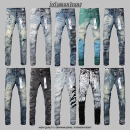 Jeans masculin en jean pourpre concepteur de qualité haut de gamme noire slip drip skinny forefit usa hiphop