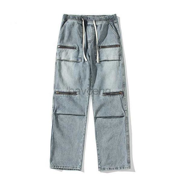 Jeans pour hommes Jeans violets Jeans baggy de créateur de rue Style haute qualité ample jambe large tendance salopette en jean High Street Jeans de mode pour hommes jeans femmes 240308