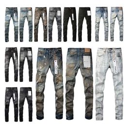 Herenjeans Paars Laagbouw Skinny Heren Jean Los gestapeld mode retro Zwart Vuil Vintage Witte Verf Paarse Jeans herenjeans zakgaten gescheurde jeans herenmode