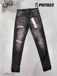 Jeans voor heren Paars Designer zwarte broek voor heren Hoge kwaliteit Rechte pijpen Retro Straat Hip Hop Casual Mode Patchwork Gescheurd Sport Jogging968h