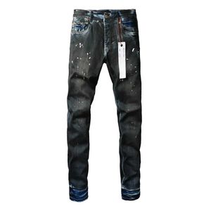 Jeans masculin en jean pourpre roca jeans Fashion Top Street Street Heavy Industries Handmade Black Paint Réparation de pantalons denim skinny Low Rise J240429
