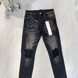 Herenjeans Purple Roca Brand Jeans modieus en eersteklas Street Black Hole reparatie Lage Rise Tight Denim Pants Grootte 28-40 J240527