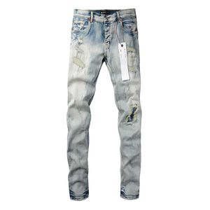 Jeans masculin en jean pourpre roca jeans jeans à la mode et à la rue de la rue de la rue à basse hauteur basse hauteur pantalon denim serré taille 28-40 Q240509