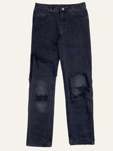 Heren jeans RAF Two-Color Two Layer Stitching Deconstructie Vernietiging Gewassen versleten jeans Losse rechte been High Street Broek Tide338