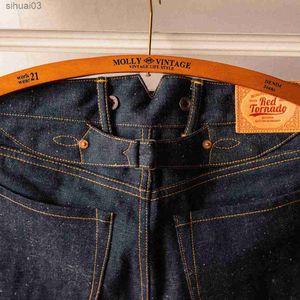 Jeans masculin jeans rouge tornade jeans jeans vintage selvedge denim ultra mince trant à jambe étroite 2403