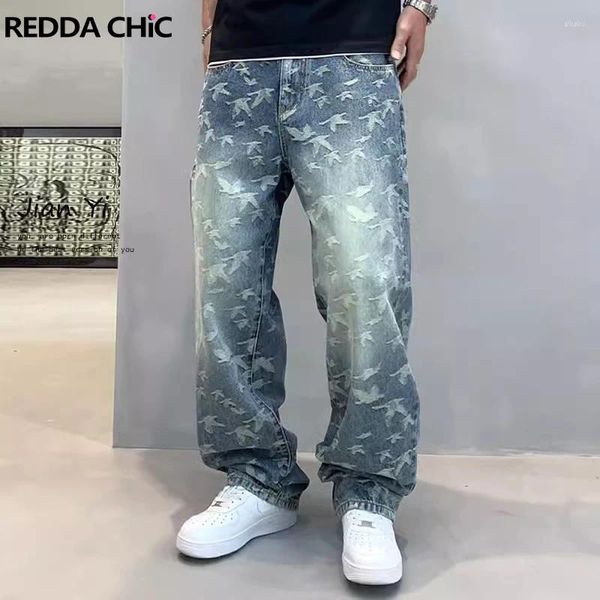 Jeans masculin Reddachic partout dans Jacquard hommes Baggy Straited Light Leg Pantal