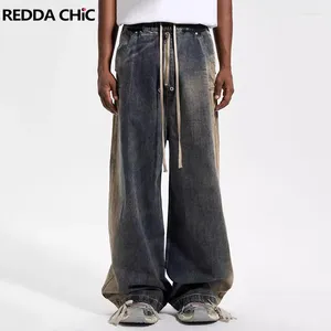 Jeans masculin reddachic gradient y2k baggy vintage lavage élastique taise large pantalon denim lâche pantalon hiphop décontracté street