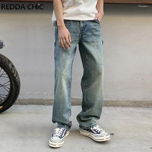 Jeans masculin Reddachic Patchwork vintage Solide Solide décontractée moule détendue pantalon denim pantalon hiphop coréen y2k streetwear