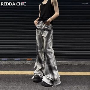 Jeans masculin Reddachic rétro gris sale lavage flare homme gradient pantalon bootcut basse de taille basse de cloche basse HARAjuku y2k street