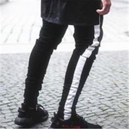 Jeans pour hommes REPPUNK 2023 Ripped Side Zipper Streetwear Hiphop Hommes Élastique Maigre Simple Coton Confortable Mâle Détruit Denim Pants1
