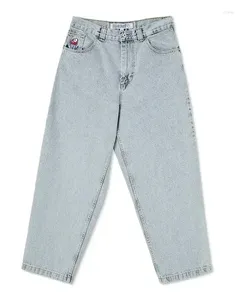 Jeans masculin rétro bleu baggy pour hommes marques branchues hip hop gros garçon pantalon denim harajuku streetwear pantalon hétéro y2k