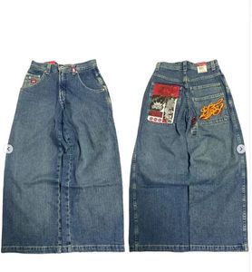 Jeans pour hommes Retro Blue Wideleg Jeans Jnco Automne American Street Hiphop Personnalité Harajuku Y2K Pantalon décontracté taille haute droite 231218