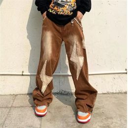 Jeans masculinos retro roupas homens estética baggy hip hop estrela calças denim solto goth moda streetwear pantalones hombre
