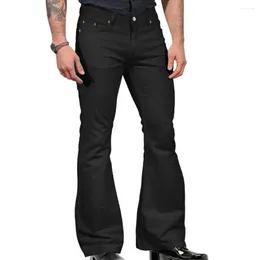 Jeans masculin pantalon évasé inspiré rétro rétro couleur vintage de couleur solide extensible slim fit bordel pantalon harajuku