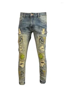 Les jeans pour hommes rétro font des vieux pantalons de moto