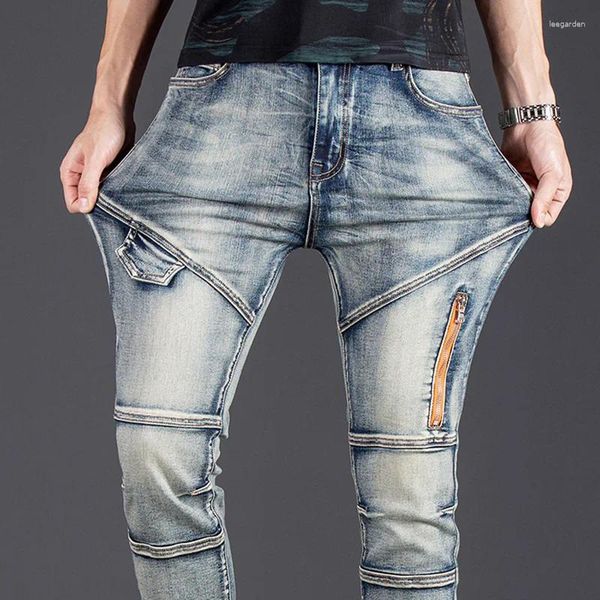 Jeans pour hommes Rétro Solid Stretch Ripped Denim Hommes Basic Biker Slim Fit Élastique Cargo Pantalon Casual Hombre Joggers Mâle