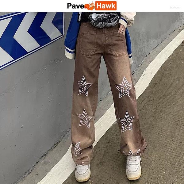 Pantalones vaqueros Retro Tie Dye para hombre y mujer, pantalones rectos con bordado de estrella Cargo de Hip Hop para hombre y mujer, pantalones vaqueros informales holgados de calle Harajuku para correr