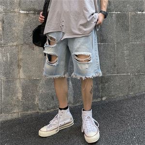 Heren Jeans Gescheurde Denim Shorts voor Mannen Zomer Ins Mode Vijfpuntsbroek Vintage Streetwear Mannelijke Broek Casual Bodems Plus Size 230804