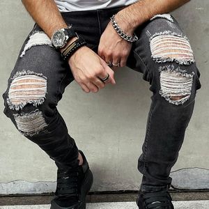Jeans pour hommes Ripped Design Pantalons décontractés Mode Slim Denim Personnalité Trou Quotidien