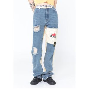 Jeans pour hommes déchiré hip hop denim 2022 hommes patchwork streetwear harajuku pantalon bleu lâche surdimensionné décontracté jean droit pantalonmen's