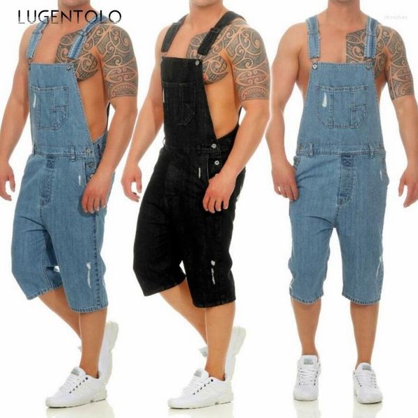 Jeans pour hommes déchirés Jean salopette hommes été droit Vintage Denim décontracté grande taille Streetwear