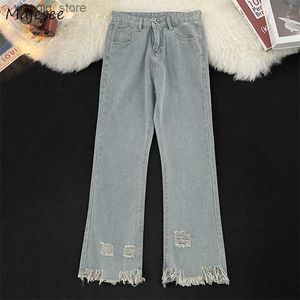 Herenjeans gescheurd jeans heren tassel vintage denim unisex streetwear gewassen Amerikaanse tieners y2k kleding mode broek hipster cool l49