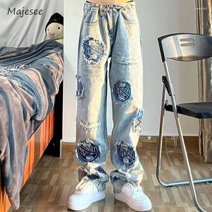 Jeans para hombres Hombres rasgados High Street Guapo Primavera Otoño Parches Brokren Retro Estilo americano Adolescentes Pantalones juveniles Y2K