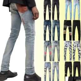 Men'S Jeans Ripped Miri Mens Designer Knee Skinny Straight Maat 2840 Motorcycle Trendy Long Hole High Street Drop Delivery Apparel Cl Dhvaj