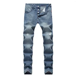 Jeans pour hommes pantalons déchirés pour hommes patchwork droit haute qualité mode denim marque en détresse rayé ruiné grande taille