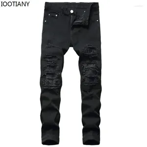 Jeans masculin en déchirure skinny décontractée slim fit bleu pantalon stretch noir pantalon à la mode hip-hop