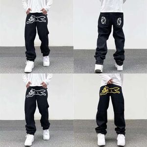 Jeans pour hommes Ropa Dog Print Streetwear Hommes Hip Hop Baggy Pantalon Y2K Vêtements Droite Lâche Goth Denim Pantalones Vaqueros2024