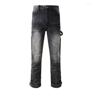 Heren Jeans S Grijs Safari Stijl Mode Cargo Denim Broek Baggy Non-Stretch Meerdere Zakken Carpenter Amerikaanse maat 28-40