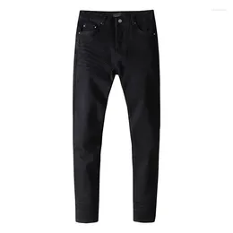Jeans pour hommes Vente Noir Distressed Demin Skinny Ripped Streetwear Strass endommagés Peint Slim Fit Stretch Pantalon détruit