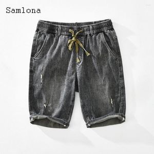Jeans pour hommes Samlona hommes derniers Demin Shorts 2023 été Sexy à lacets grande taille mâle mode déchiré pantalons courts gris bleu