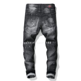 Jeans masculin deuxième carré rouge stretch small raide chat noire barbe ruban déchiré de jean sauvage imprimé jean jean déchiré jeans en jean déchiré pour les filles