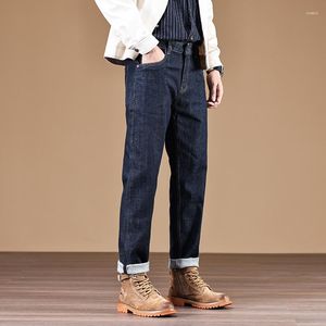 Jeans pour hommes Selvedge Denim pour hommes vêtements couleur originale rétro lavé pantalon cargo en détresse poids lourd retrousser pantalon tenue décontractée