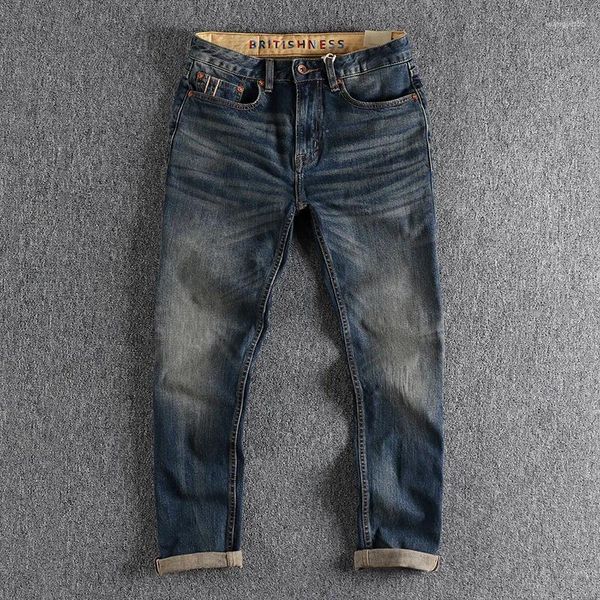 Jeans de jeans para hombres Denim para hombres Pantalones de carga retro de pantalones de peso pesado desgastados