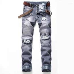 Jeans homme SEVEYFAN 2023 mode homme déchiré Biker grande taille 42 Vintage trou cassé coupe droite Denim pantalon pour homme